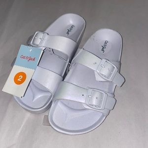 Kids white slides size 2